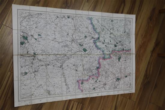 Edward Stanford - 6 folding pocket Ordnance Survey maps - one inch to one mile, for Sandhurst,